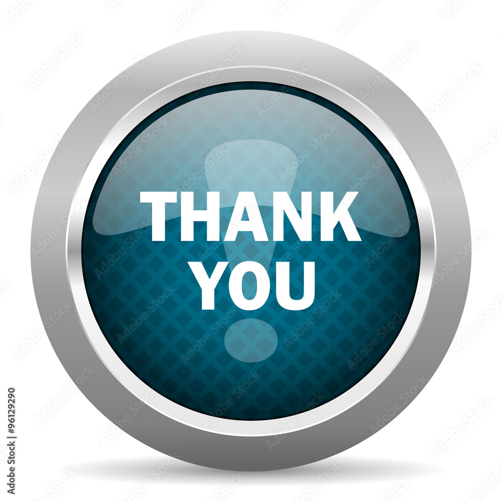 thank you blue silver chrome border icon on white background thank you blue silver chrome border icon on white background