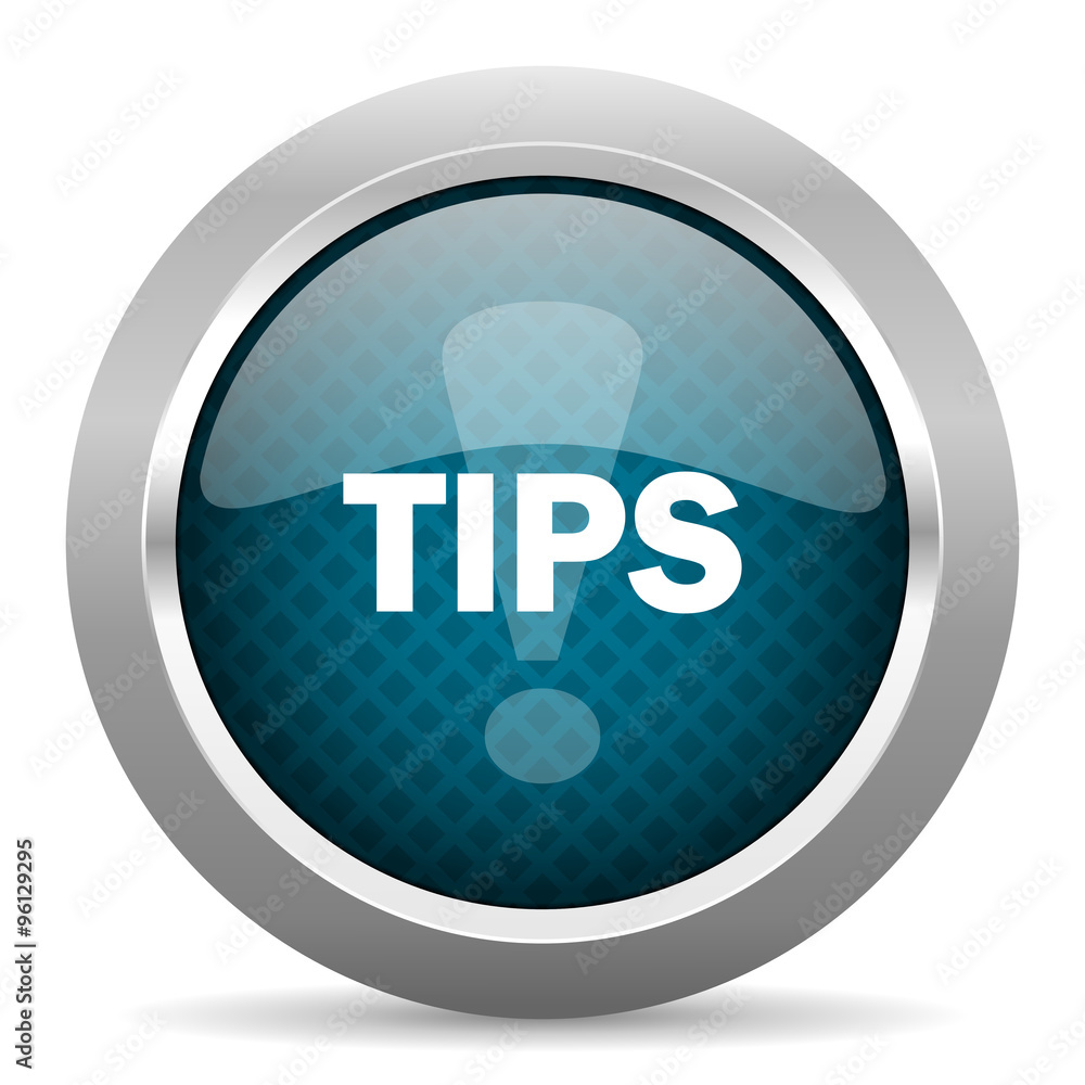 tips blue silver chrome border icon on white background tips blue silver chrome border icon on white background