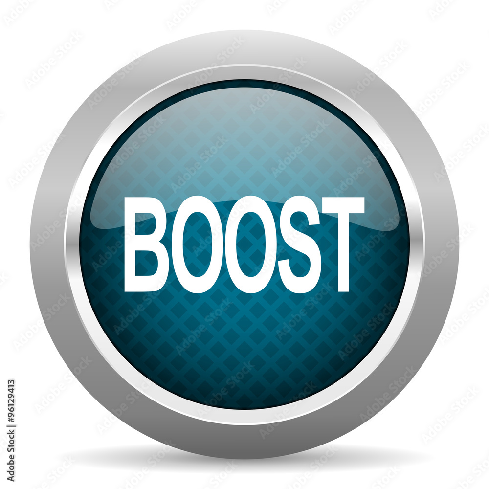boost blue silver chrome border icon on white background boost blue silver chrome border icon on white background