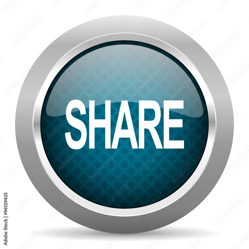 share blue silver chrome border icon on white background share blue silver chrome border icon on white background