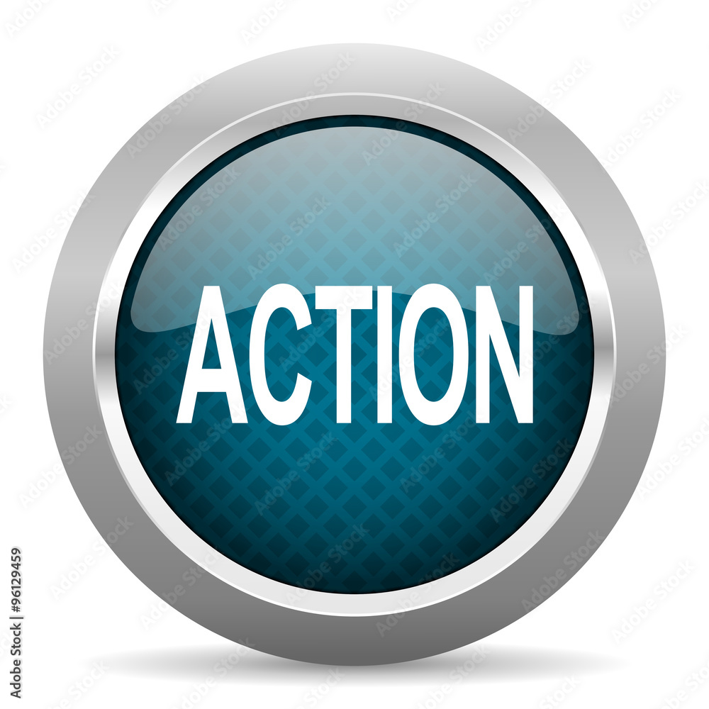 action blue silver chrome border icon on white background action blue silver chrome border icon on white background