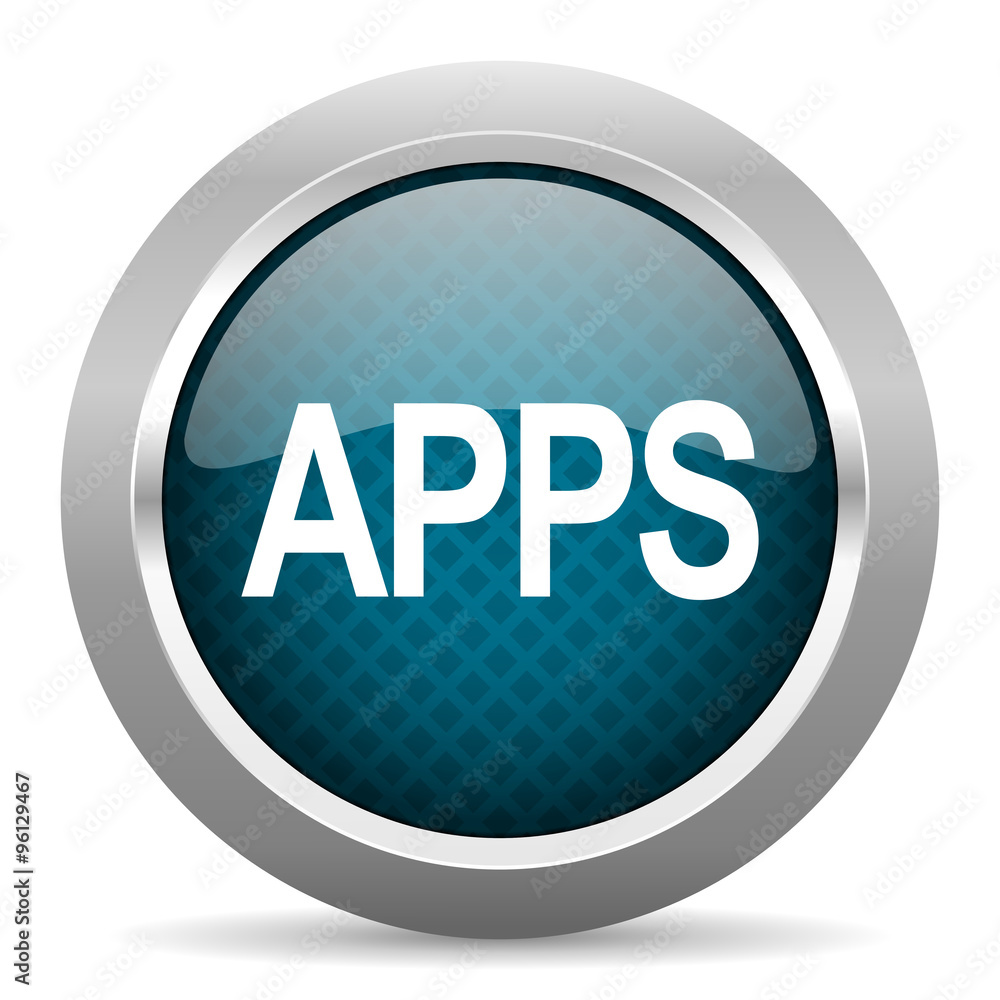 apps blue silver chrome border icon on white background apps blue silver chrome border icon on white background