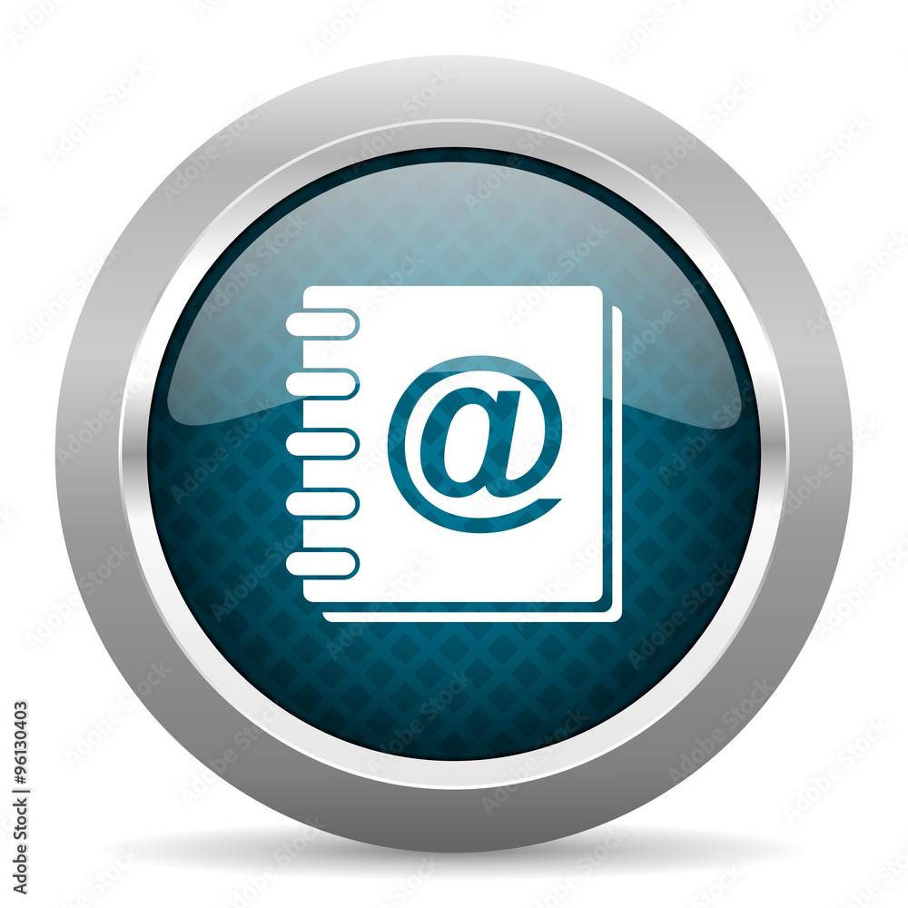 address book blue silver chrome border icon on white background address book blue silver chrome border icon on white background