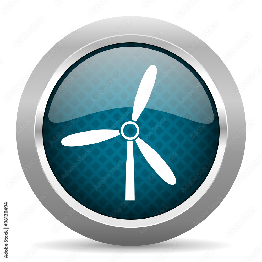 windmill blue silver chrome border icon on white background windmill blue silver chrome border icon on white background
