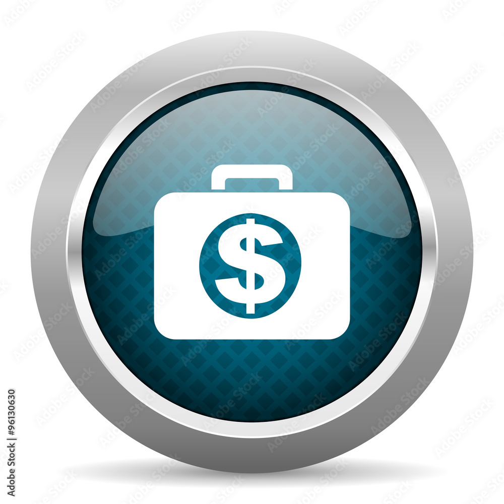 financial blue silver chrome border icon on white background financial blue silver chrome border icon on white background
