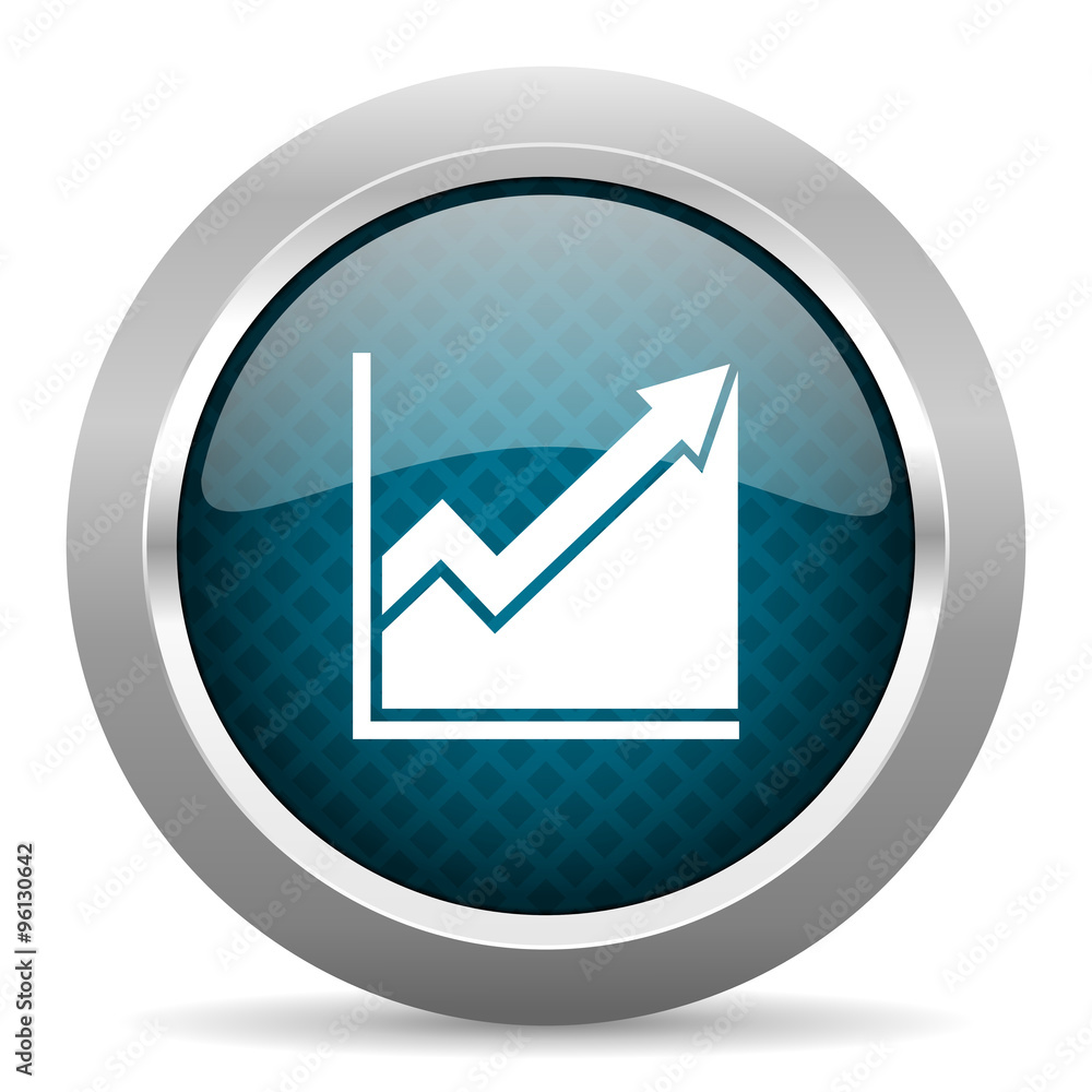 histogram blue silver chrome border icon on white background histogram blue silver chrome border icon on white background