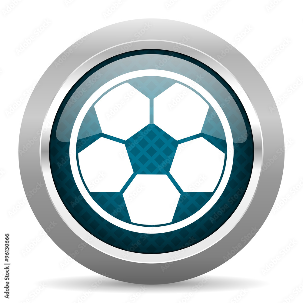 soccer blue silver chrome border icon on white background soccer blue silver chrome border icon on white background