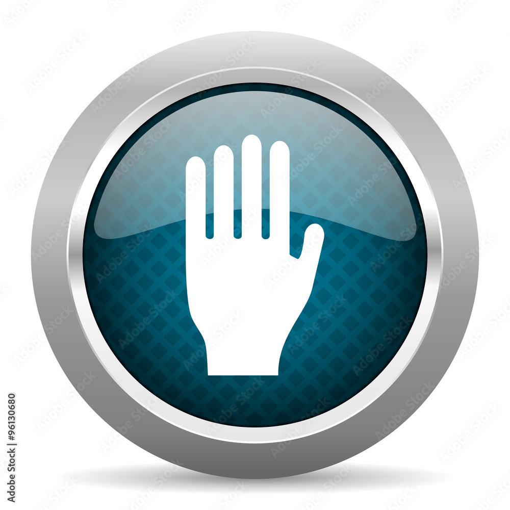 stop blue silver chrome border icon on white background stop blue silver chrome border icon on white background