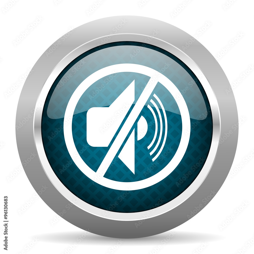 mute blue silver chrome border icon on white background mute blue silver chrome border icon on white background