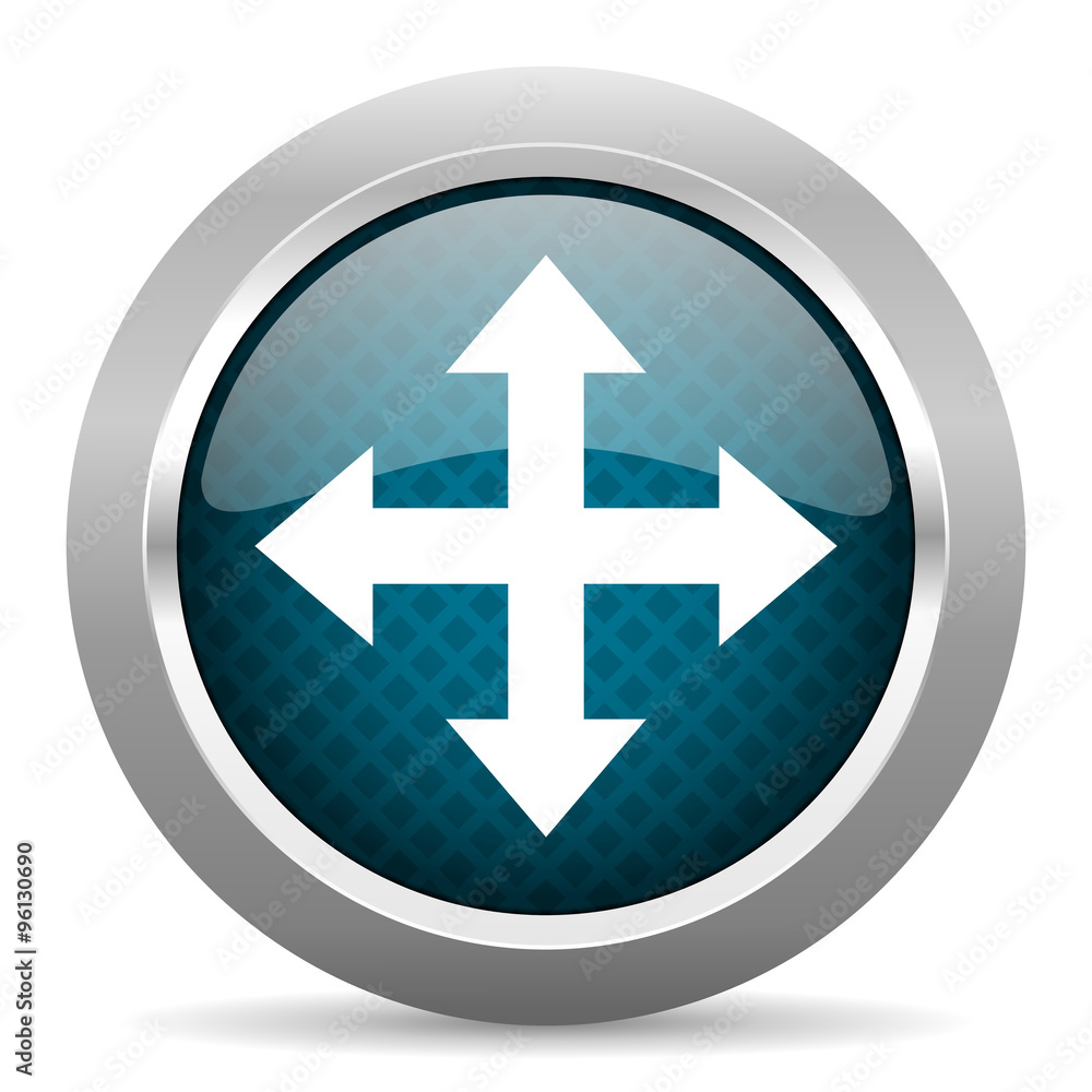 arrow blue silver chrome border icon on white background arrow blue silver chrome border icon on white background
