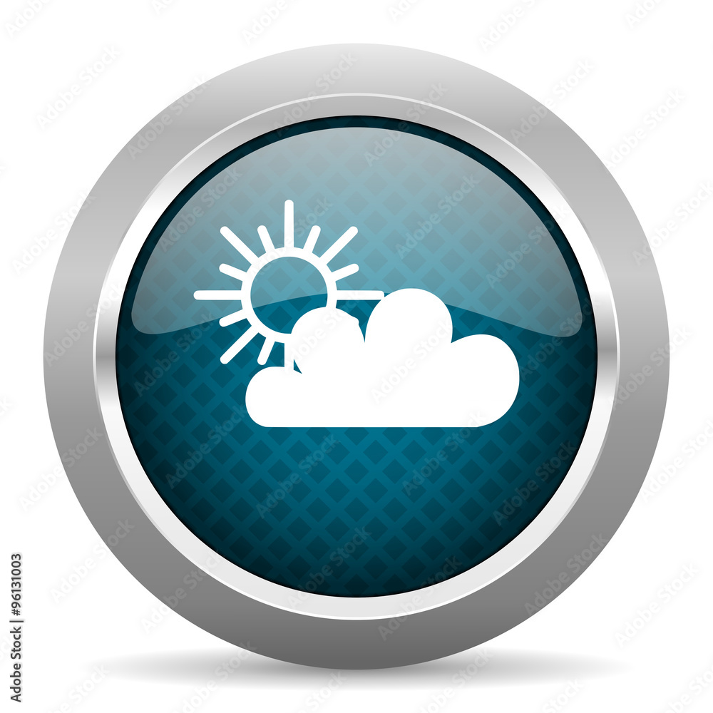 cloud blue silver chrome border icon on white background cloud blue silver chrome border icon on white background