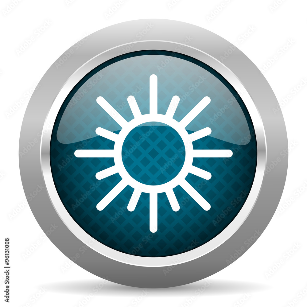 sun blue silver chrome border icon on white background sun blue silver chrome border icon on white background