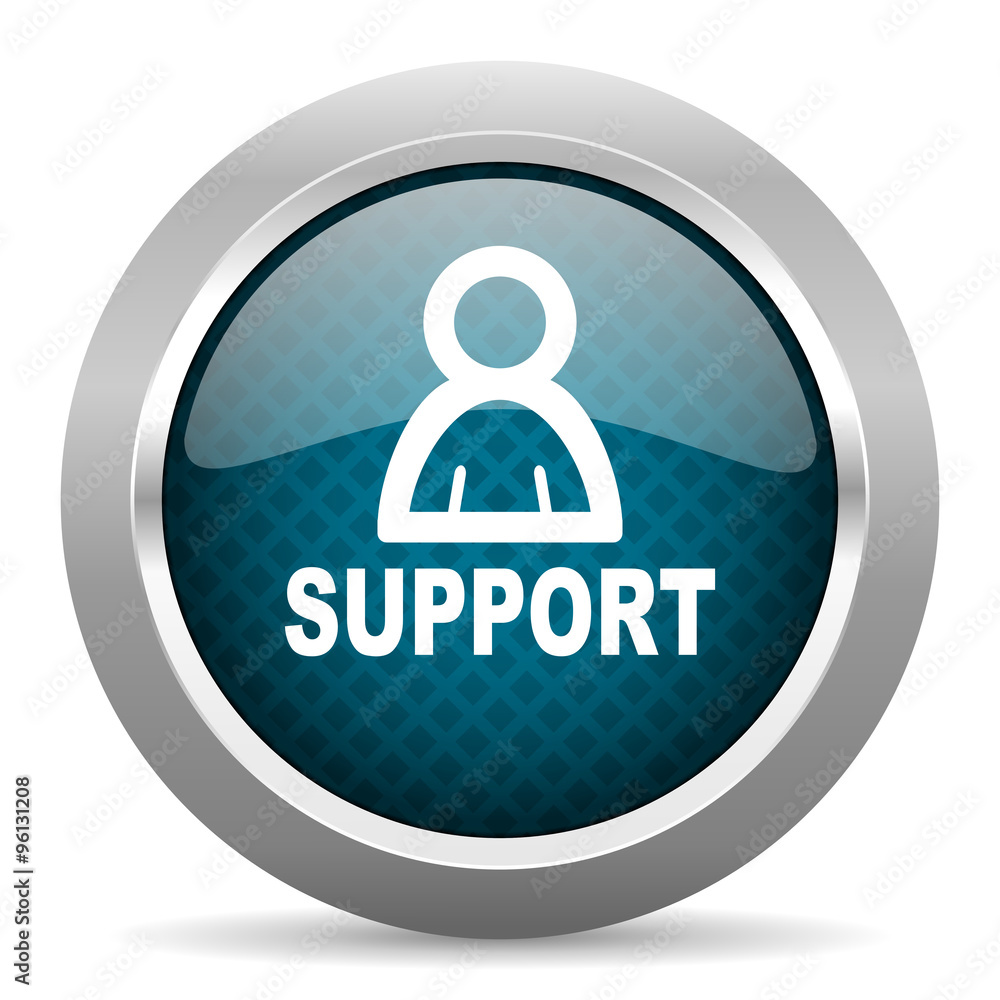 support blue silver chrome border icon on white background support blue silver chrome border icon on white background