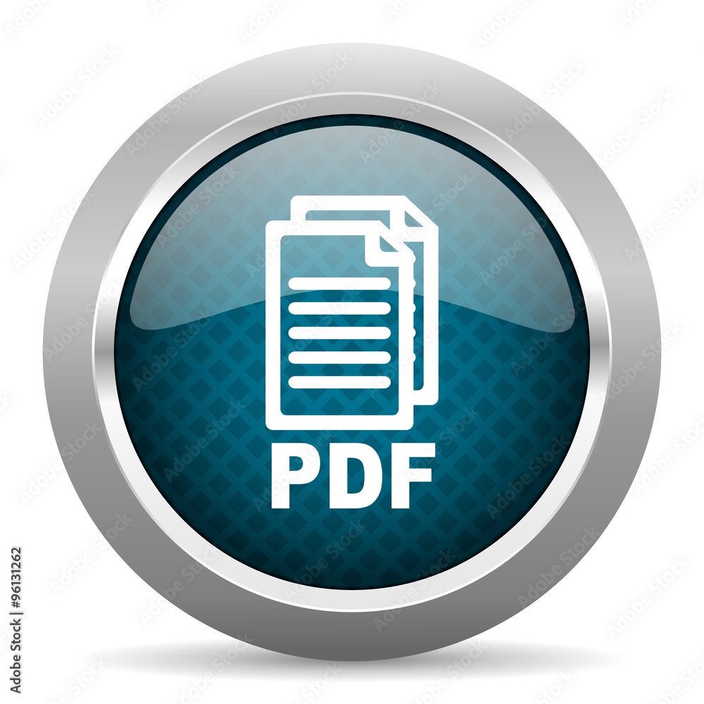 pdf blue silver chrome border icon on white background, pdf blue silver chrome border icon on white background,