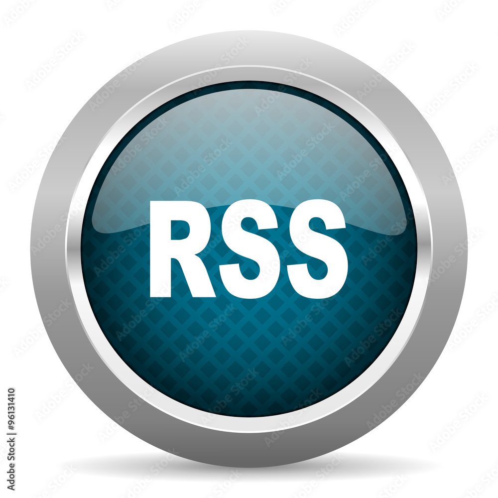 rss blue silver chrome border icon on white background rss blue silver chrome border icon on white background