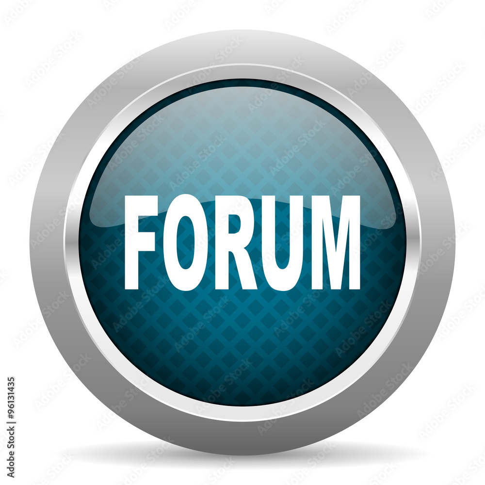forum blue silver chrome border icon on white background forum blue silver chrome border icon on white background