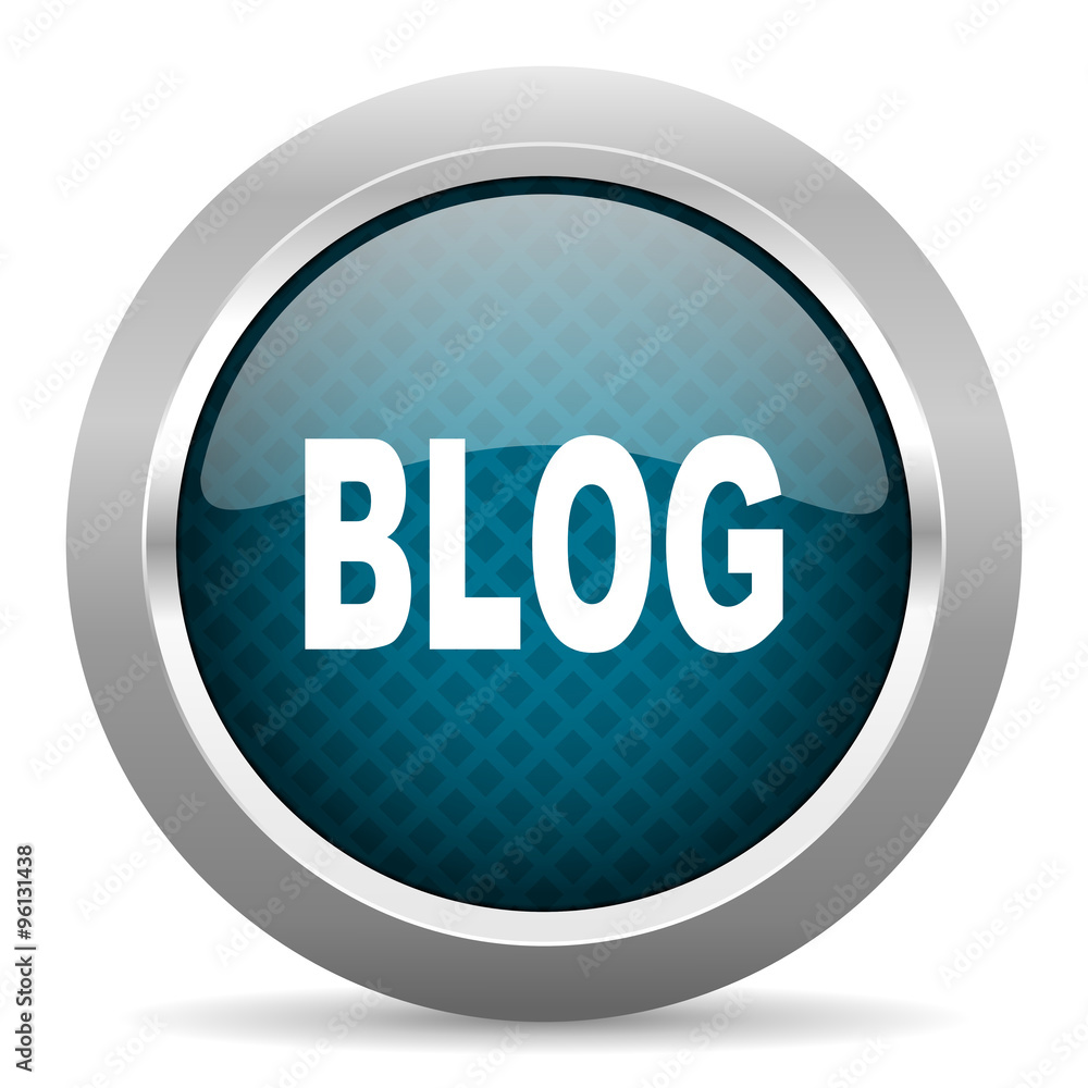 blog blue silver chrome border icon on white background blog blue silver chrome border icon on white background