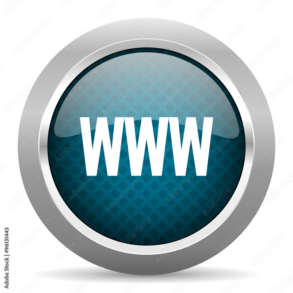 www blue silver chrome border icon on white background