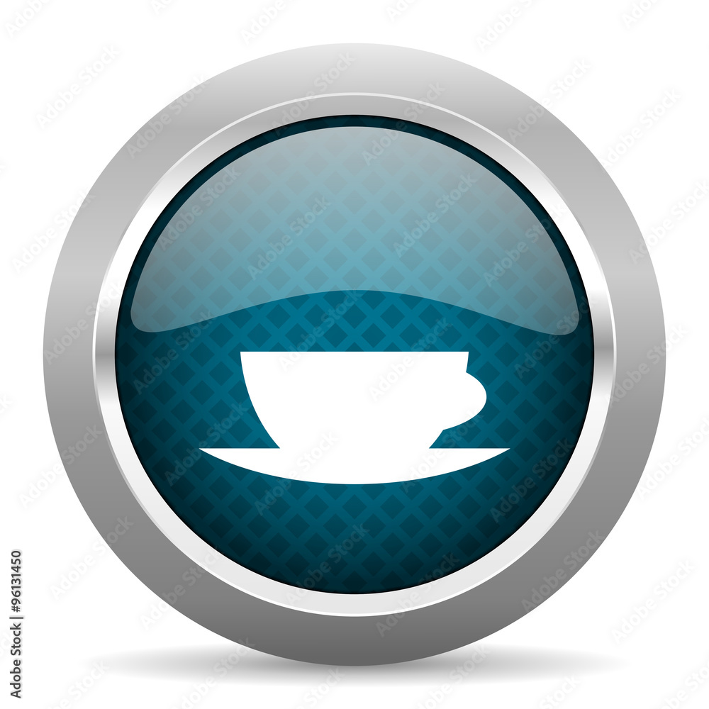 espresso blue silver chrome border icon on white background espresso blue silver chrome border icon on white background