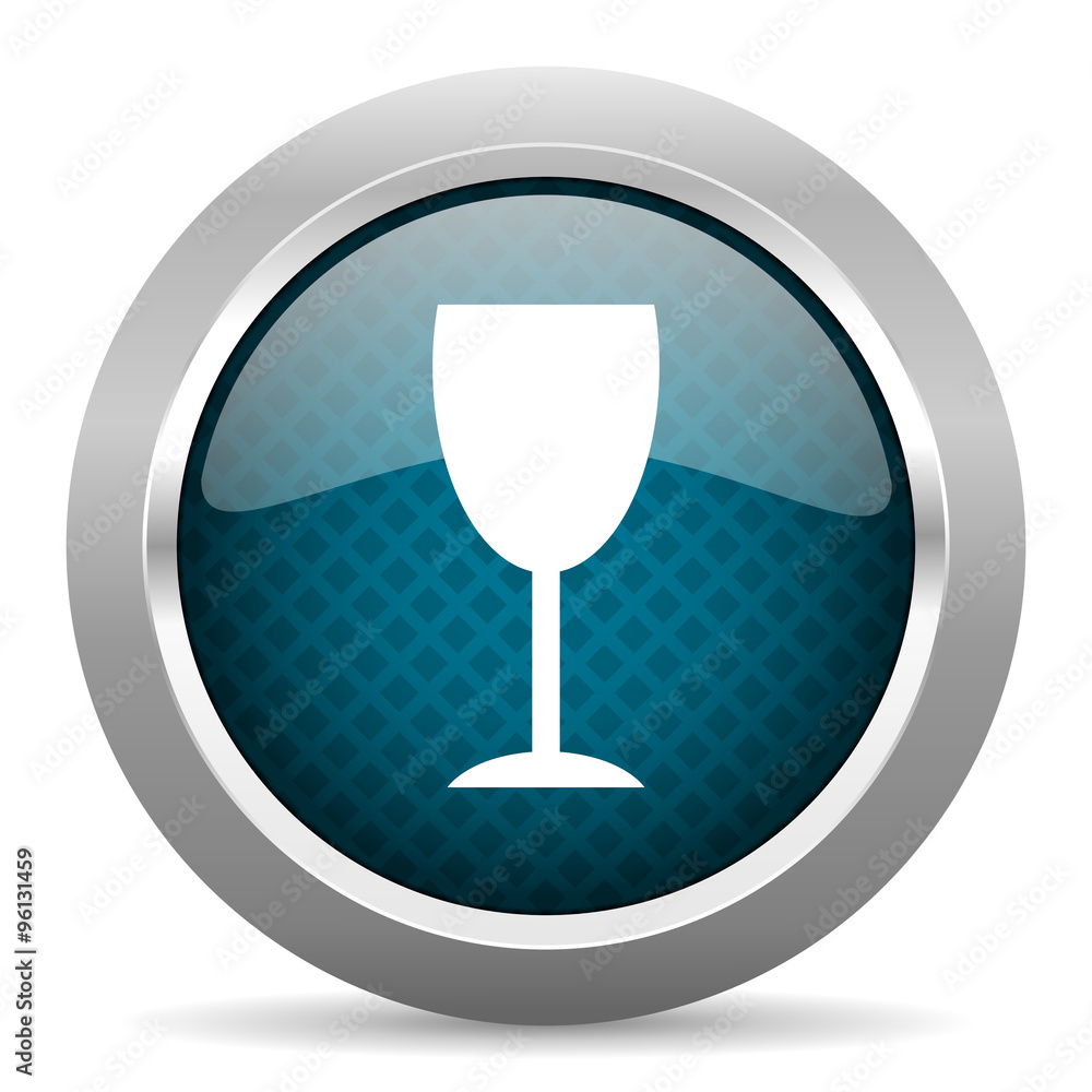 alcohol blue silver chrome border icon on white background alcohol blue silver chrome border icon on white background