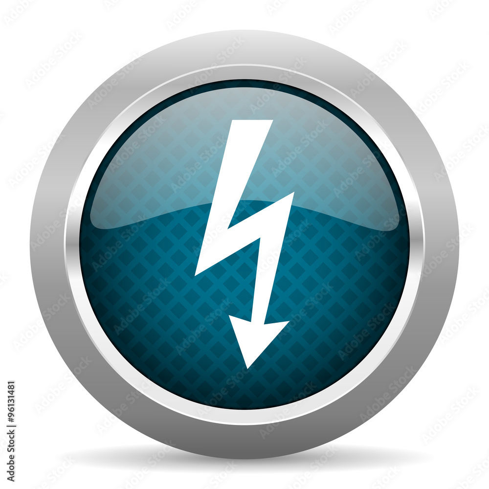 bolt blue silver chrome border icon on white background bolt blue silver chrome border icon on white background