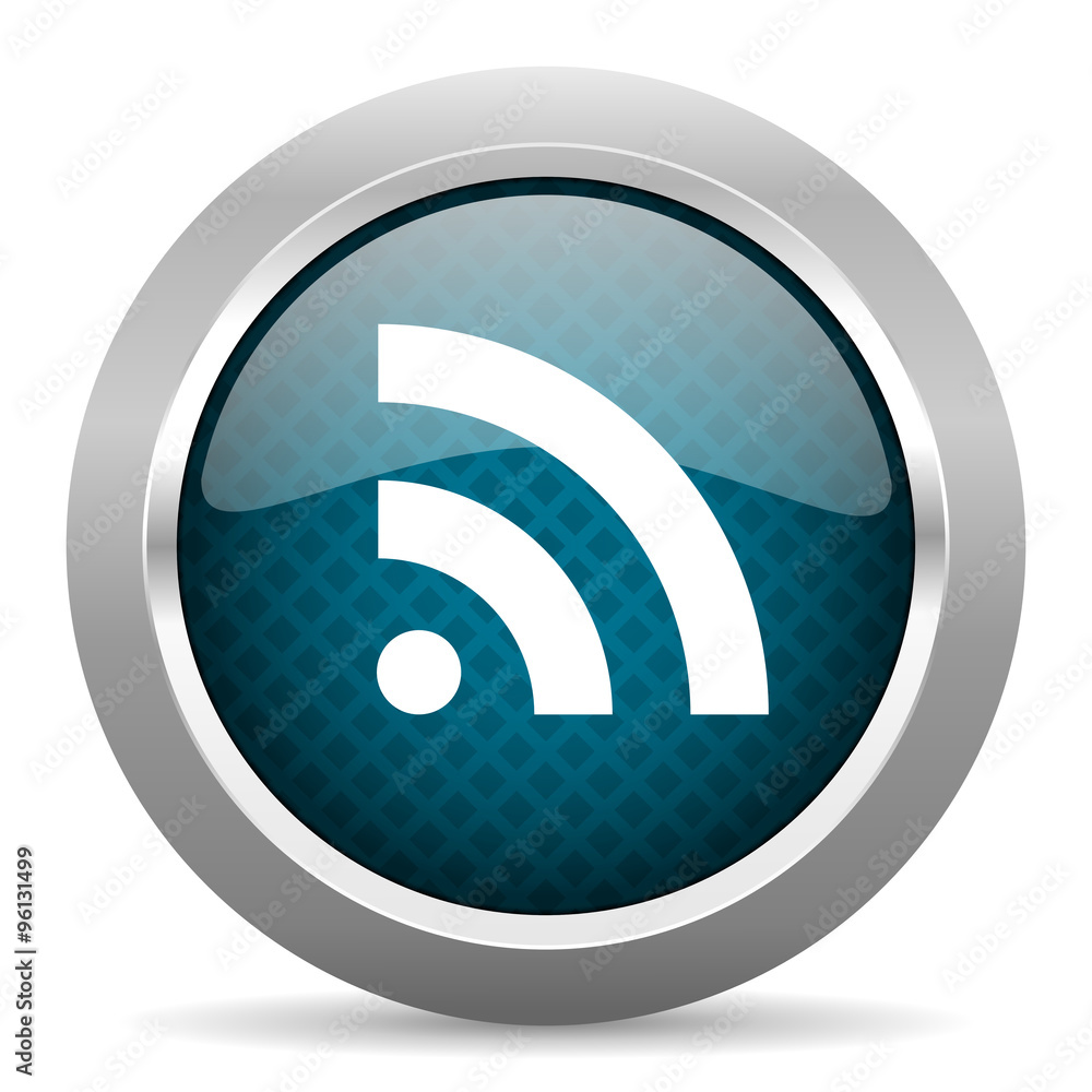 rss blue silver chrome border icon on white background rss blue silver chrome border icon on white background