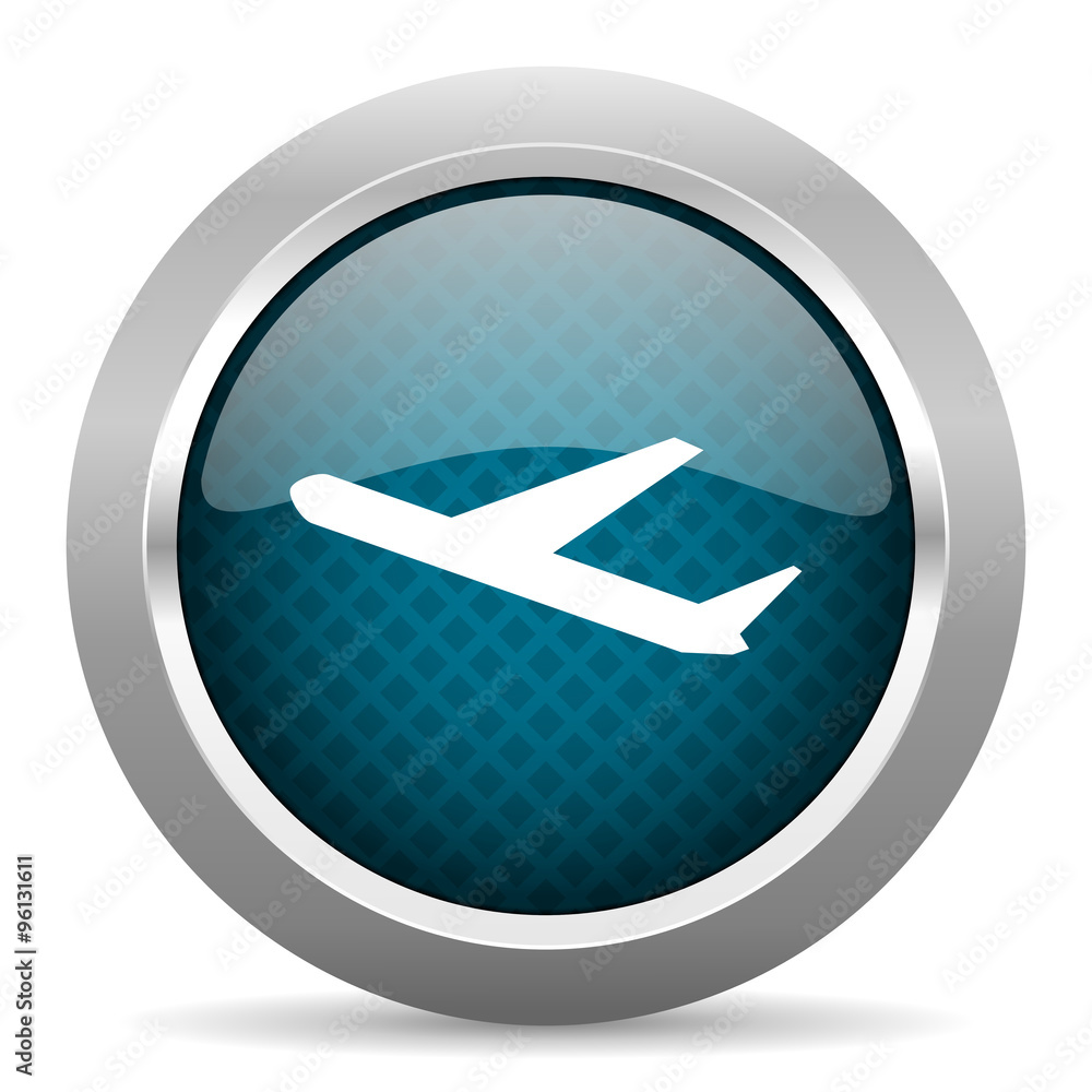 deparures blue silver chrome border icon on white background deparures blue silver chrome border icon on white background