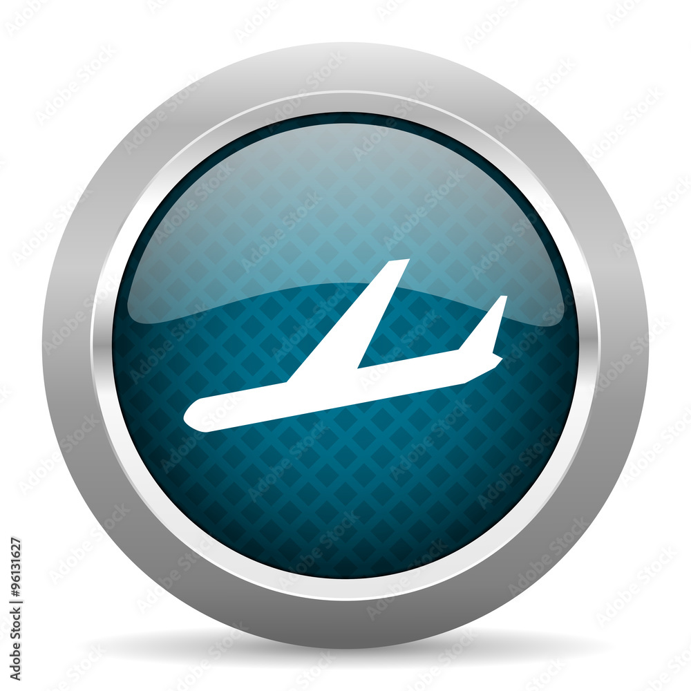 arrivals blue silver chrome border icon on white background arrivals blue silver chrome border icon on white background