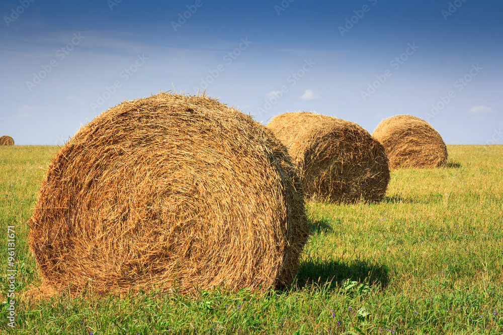 autumn landscape with haystack at the farm autumn landscape with haystack at the farm
