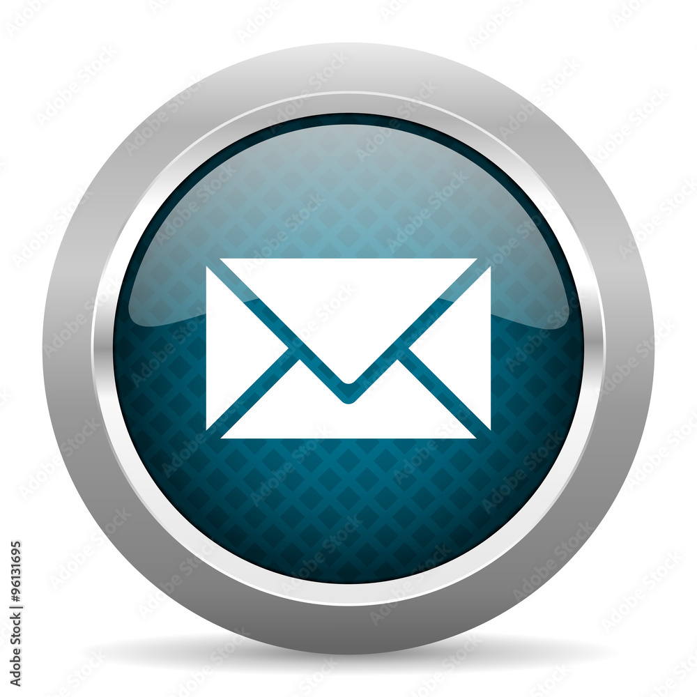 email blue silver chrome border icon on white background email blue silver chrome border icon on white background