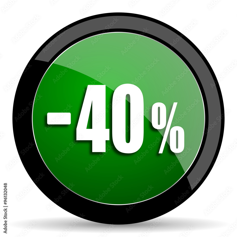 40 percent sale retail green web glossy icon with shadow on white background 40 percent sale retail green web glossy icon with shadow on white background