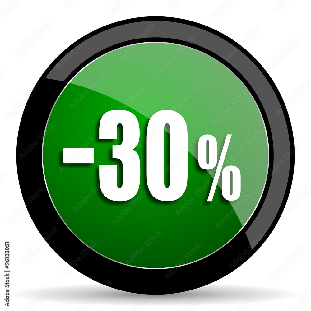 30 percent sale retail green web glossy icon with shadow on white background 30 percent sale retail green web glossy icon with shadow on white background