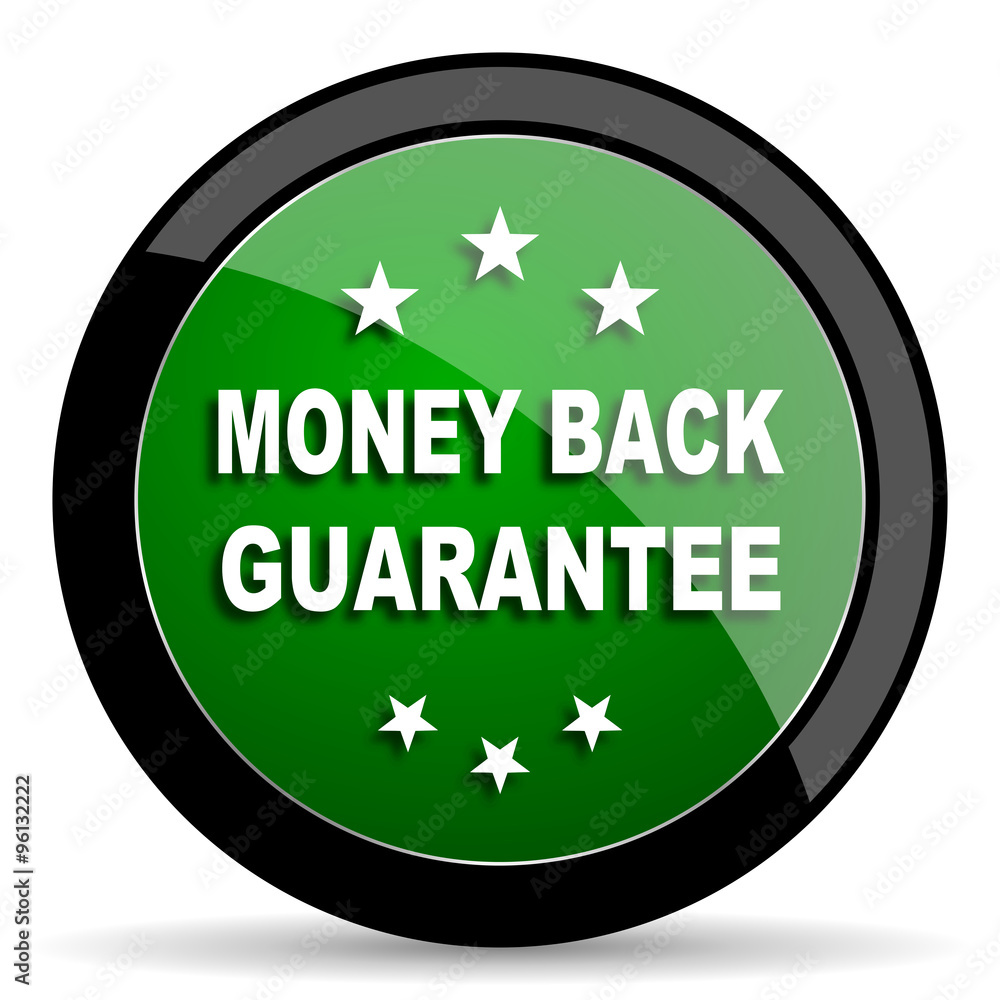 money back guarantee green web glossy icon with shadow on white background money back guarantee green web glossy icon with shadow on white background