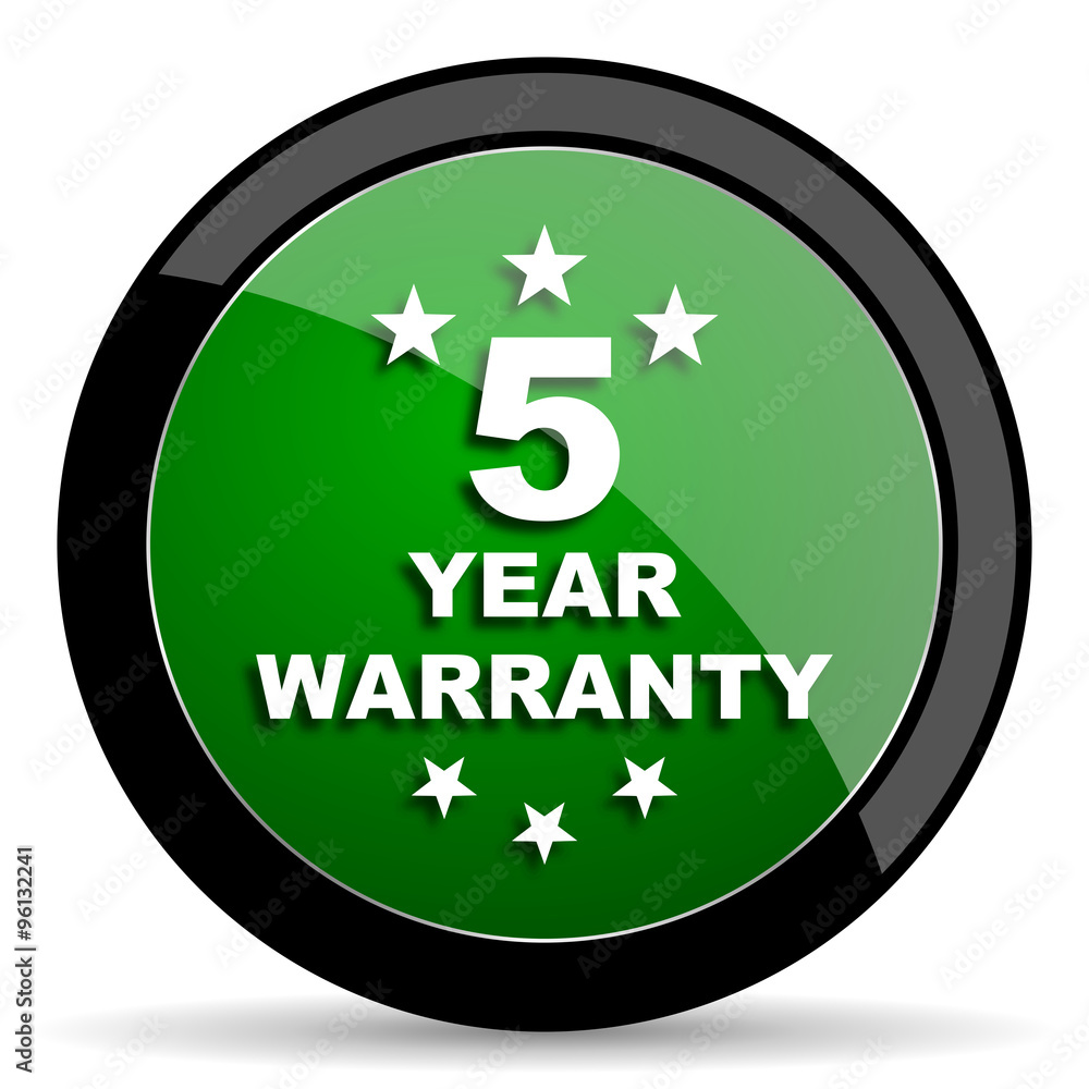 warranty guarantee 5 year green web glossy icon with shadow on white background warranty guarantee 5 year green web glossy icon with shadow on white background