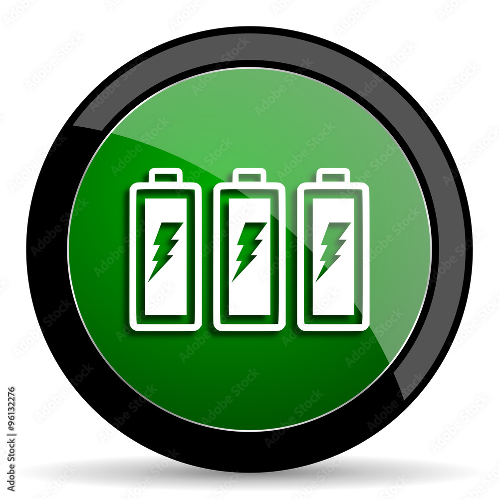 battery green web glossy icon with shadow on white background battery green web glossy icon with shadow on white background