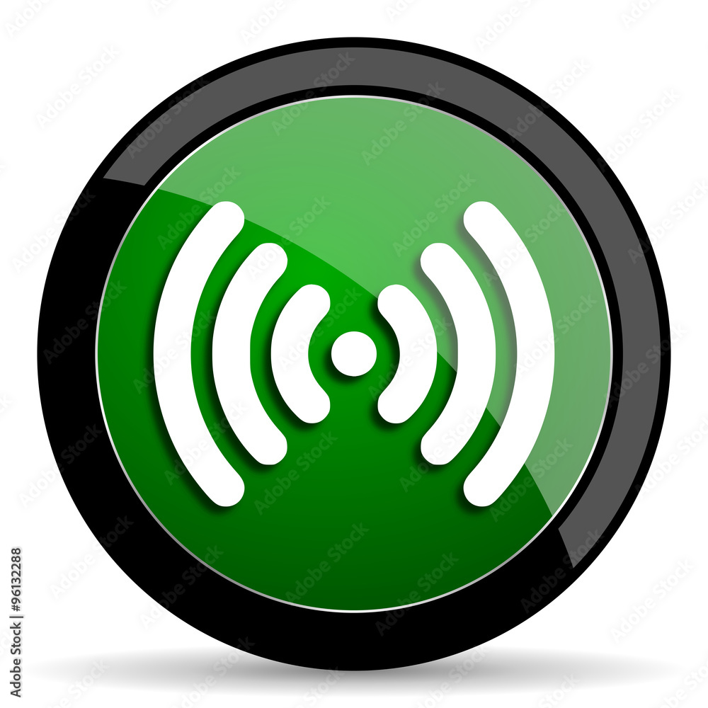 wifi green web glossy icon with shadow on white background wifi green web glossy icon with shadow on white background