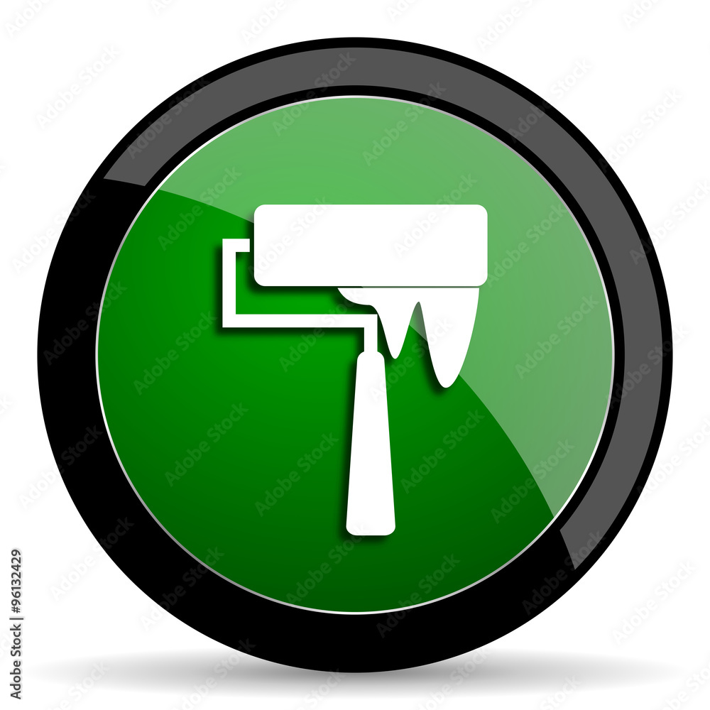 brush green web glossy icon with shadow on white background brush green web glossy icon with shadow on white background