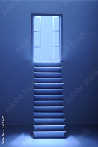 3d illustration of a wooden stair to the future