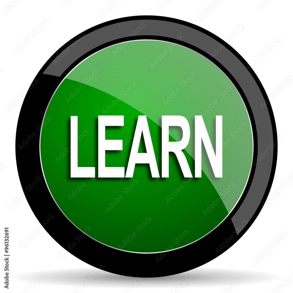 learn green web glossy icon with shadow on white background learn green web glossy icon with shadow on white background