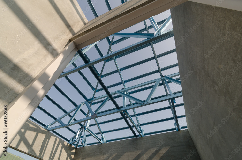 Structure of steel roof. Structure of steel roof.