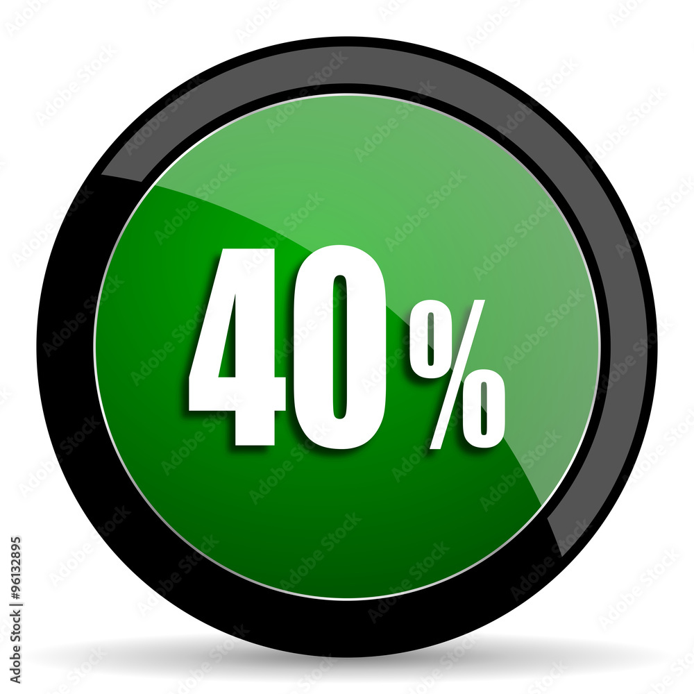 40 percent green web glossy icon with shadow on white background 40 percent green web glossy icon with shadow on white background
