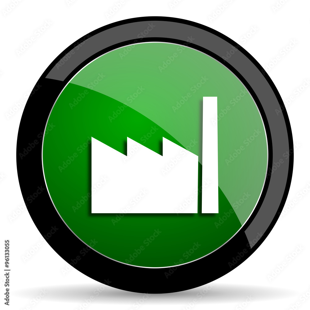 factory green web glossy icon with shadow on white background factory green web glossy icon with shadow on white background