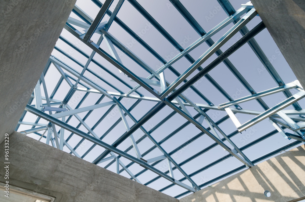 Structure of steel roof. Structure of steel roof.