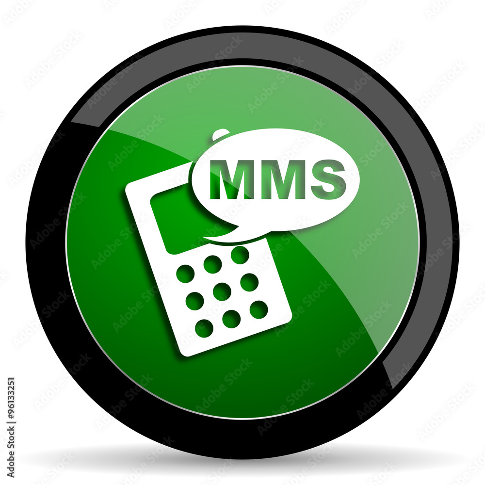 mms green web glossy icon with shadow on white background mms green web glossy icon with shadow on white background
