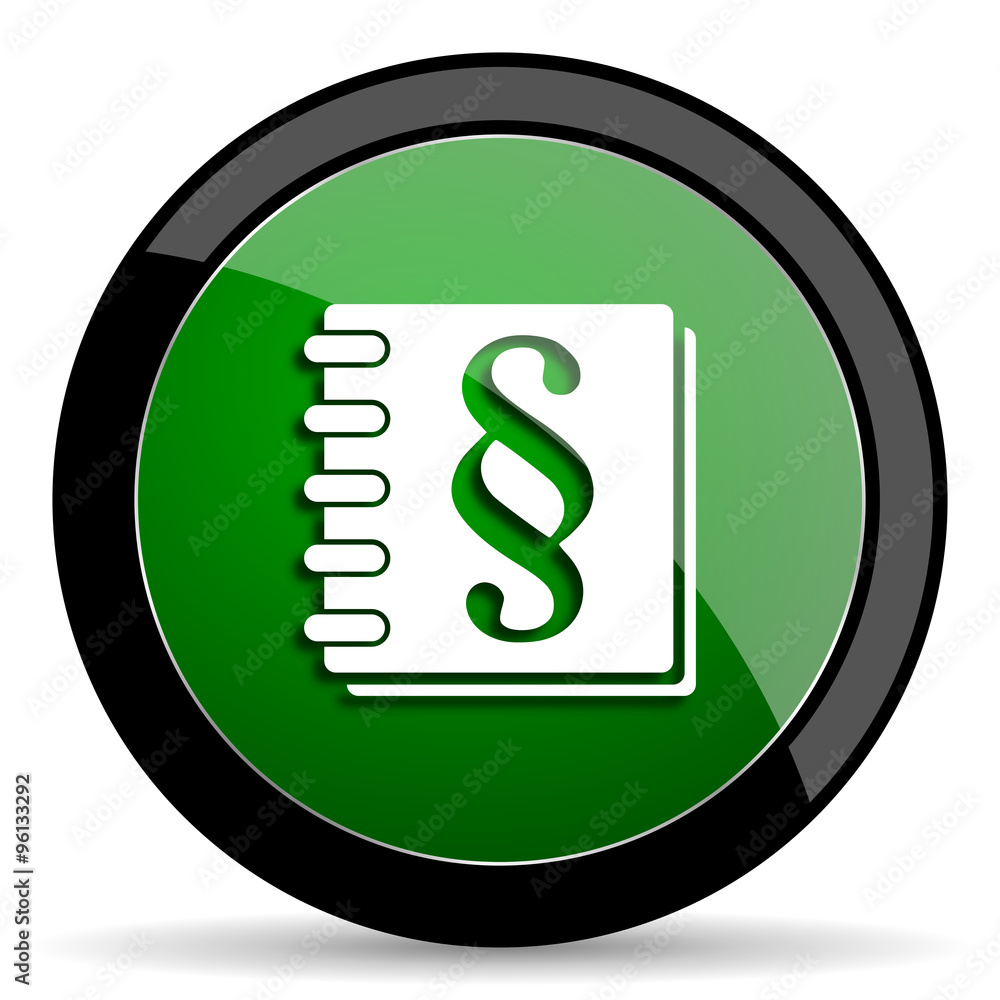law green web glossy icon with shadow on white background law green web glossy icon with shadow on white background