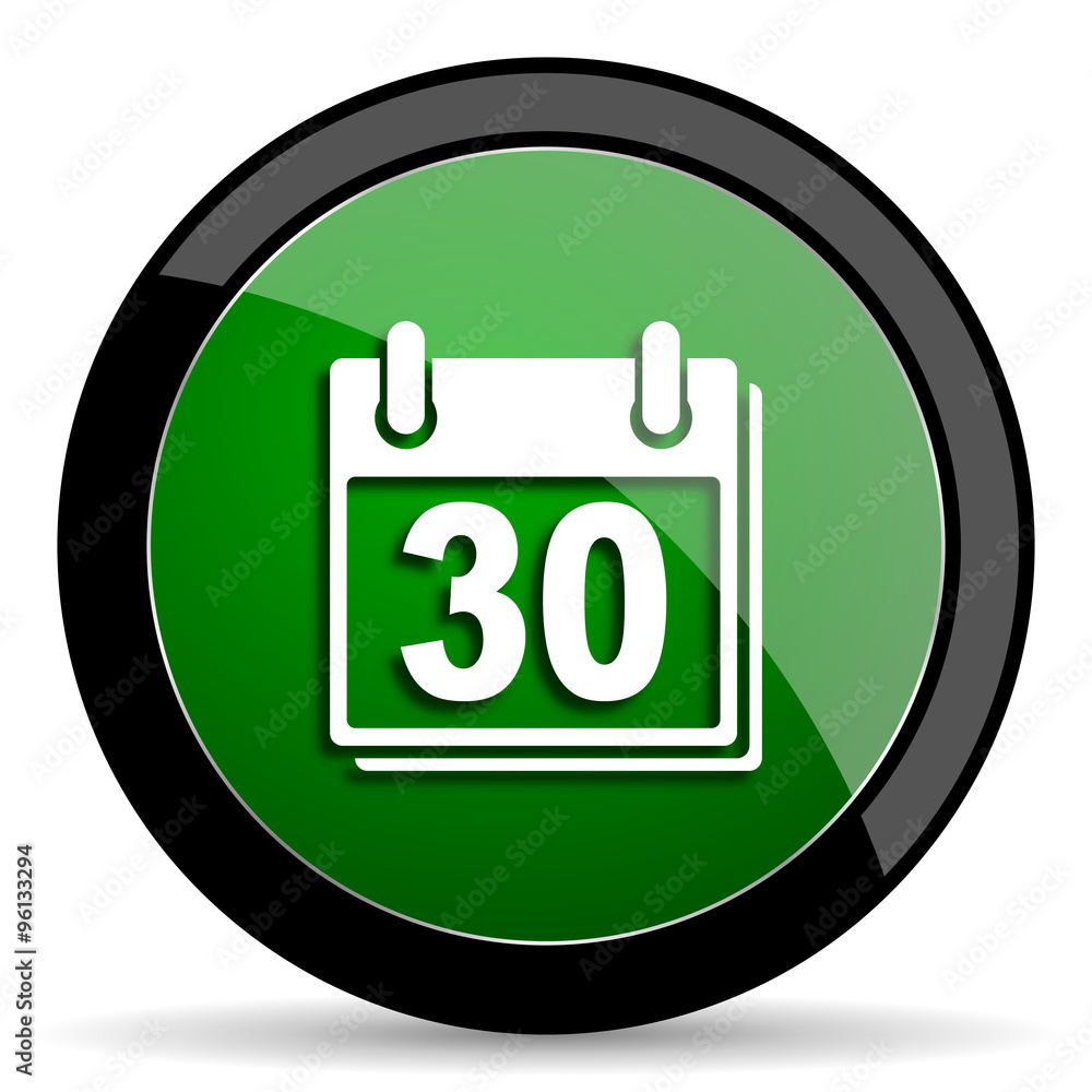 calendar green web glossy icon with shadow on white background calendar green web glossy icon with shadow on white background