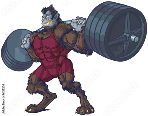 Weightlifting Beast Man Mascot Vector Illustration