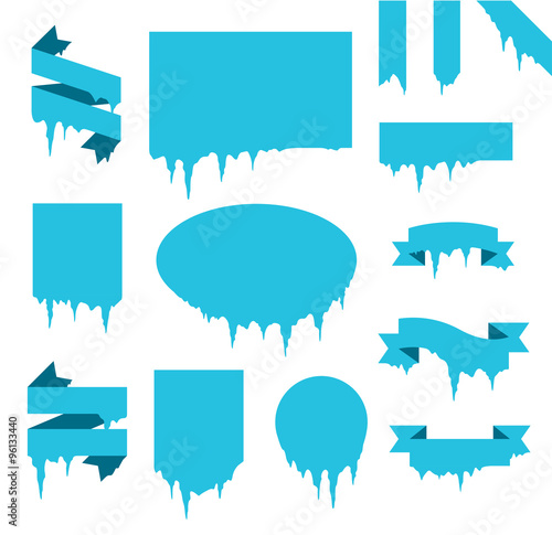 Collection of frozen icicle snow winter vector banners set