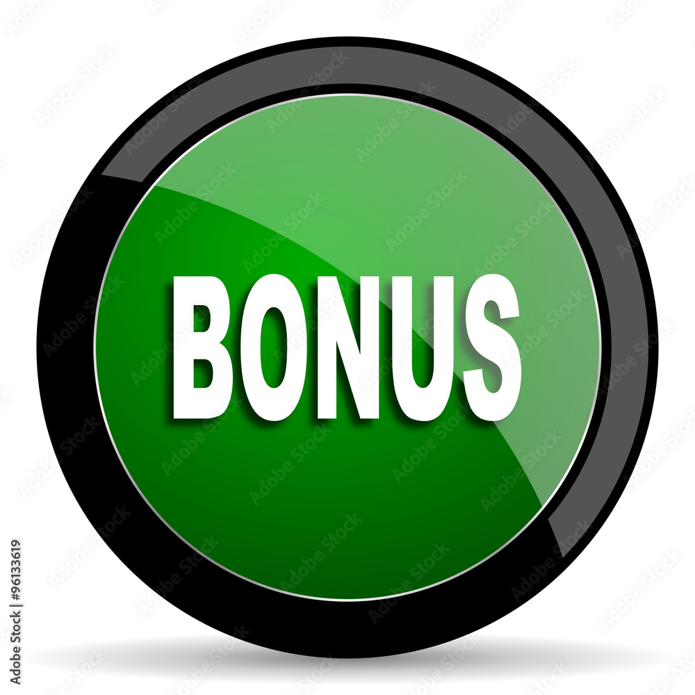 bonus green web glossy icon with shadow on white background bonus green web glossy icon with shadow on white background