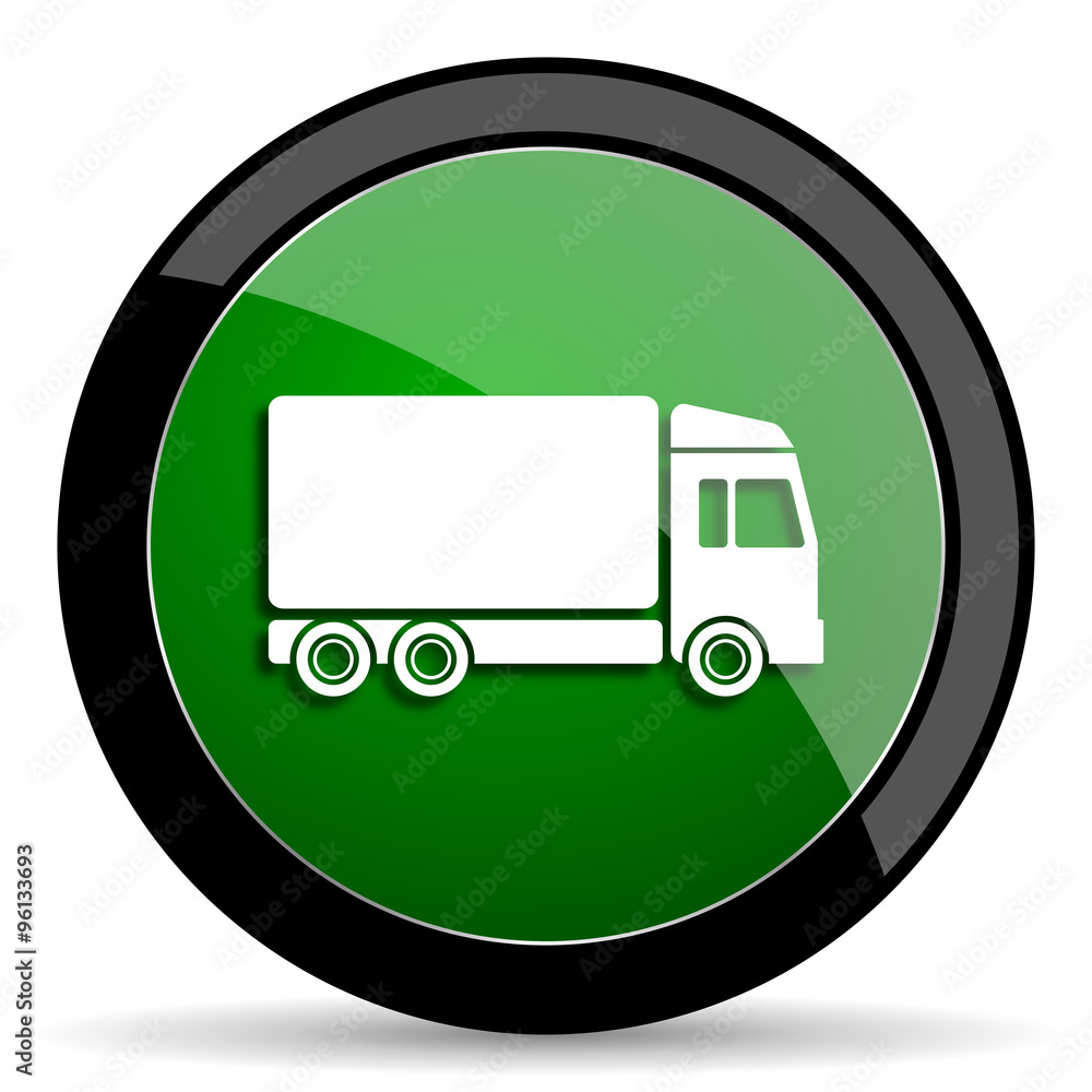 delivery green web glossy icon with shadow on white background delivery green web glossy icon with shadow on white background